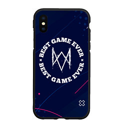 Чехол iPhone XS Max матовый Символ Watch Dogs и надпись best game ever, цвет: 3D-черный