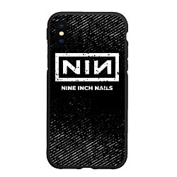 Чехол iPhone XS Max матовый Nine Inch Nails с потертостями на темном фоне, цвет: 3D-черный