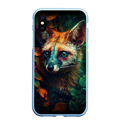 Чехол iPhone XS Max матовый Лисица в лесу, цвет: 3D-голубой
