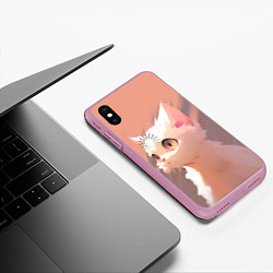 Чехол iPhone XS Max матовый Аниме Кот с загрузкой, цвет: 3D-розовый — фото 2