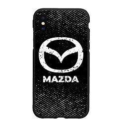 Чехол iPhone XS Max матовый Mazda с потертостями на темном фоне