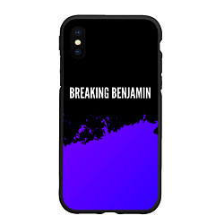 Чехол iPhone XS Max матовый Breaking Benjamin purple grunge
