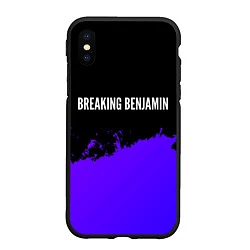 Чехол iPhone XS Max матовый Breaking Benjamin purple grunge, цвет: 3D-черный