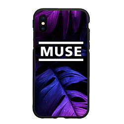 Чехол iPhone XS Max матовый Muse neon monstera, цвет: 3D-черный