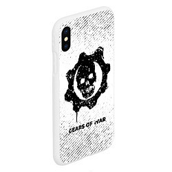 Чехол iPhone XS Max матовый Gears of War с потертостями на светлом фоне, цвет: 3D-белый — фото 2