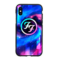 Чехол iPhone XS Max матовый Foo Fighters неоновый космос, цвет: 3D-черный