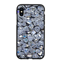 Чехол iPhone XS Max матовый Россыпь бриллиантов, цвет: 3D-черный