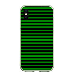 Чехол iPhone XS Max матовый Черно-зеленые полосы