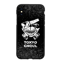 Чехол iPhone XS Max матовый Tokyo Ghoul с потертостями на темном фоне, цвет: 3D-черный