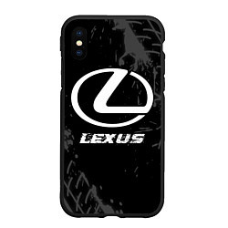 Чехол iPhone XS Max матовый Lexus speed на темном фоне со следами шин