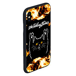 Чехол iPhone XS Max матовый Rolling Stones рок кот и огонь, цвет: 3D-черный — фото 2