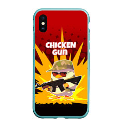 Чехол iPhone XS Max матовый Chicken Gun - спецназ, цвет: 3D-мятный