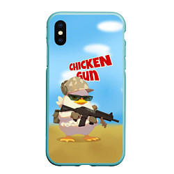 Чехол iPhone XS Max матовый Цыпленок - Чикен Ган, цвет: 3D-мятный
