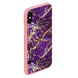 Чехол iPhone XS Max матовый Фиолетовые и золотые блестки, цвет: 3D-баблгам — фото 2