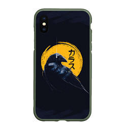 Чехол iPhone XS Max матовый Raven and moon, цвет: 3D-темно-зеленый