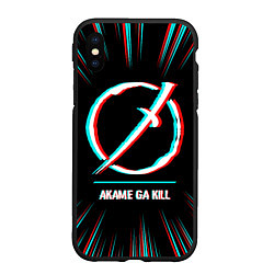 Чехол iPhone XS Max матовый Символ Akame ga Kill в стиле glitch на темном фоне