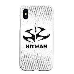 Чехол iPhone XS Max матовый Hitman с потертостями на светлом фоне, цвет: 3D-белый