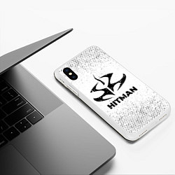 Чехол iPhone XS Max матовый Hitman с потертостями на светлом фоне, цвет: 3D-белый — фото 2