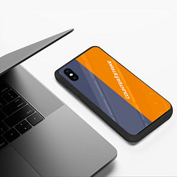 Чехол iPhone XS Max матовый Counter Strike 2 Blue Orange Pattern, цвет: 3D-черный — фото 2