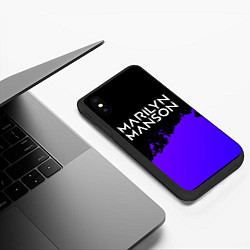 Чехол iPhone XS Max матовый Marilyn Manson purple grunge, цвет: 3D-черный — фото 2