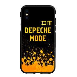 Чехол iPhone XS Max матовый Depeche Mode - gold gradient: символ сверху, цвет: 3D-черный