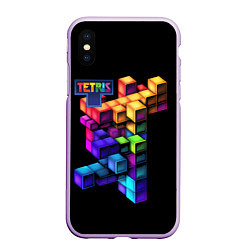 Чехол iPhone XS Max матовый Tetris game, цвет: 3D-сиреневый