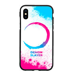 Чехол iPhone XS Max матовый Demon Slayer neon gradient style