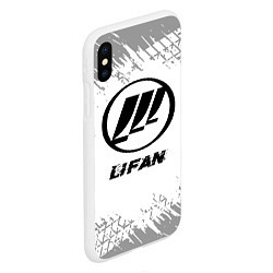 Чехол iPhone XS Max матовый Lifan speed на светлом фоне со следами шин, цвет: 3D-белый — фото 2