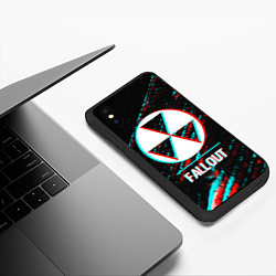 Чехол iPhone XS Max матовый Fallout в стиле glitch и баги графики на темном фо, цвет: 3D-черный — фото 2