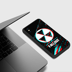 Чехол iPhone XS Max матовый Fallout в стиле glitch и баги графики на темном фо, цвет: 3D-черный — фото 2