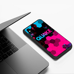 Чехол iPhone XS Max матовый Quake - neon gradient: символ сверху, цвет: 3D-черный — фото 2