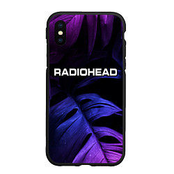 Чехол iPhone XS Max матовый Radiohead neon monstera