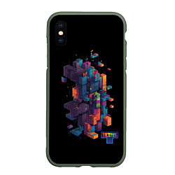 Чехол iPhone XS Max матовый Tetris abstract, цвет: 3D-темно-зеленый