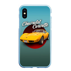 Чехол iPhone XS Max матовый Классический спорткар Chevrolet Corvette Stingray, цвет: 3D-голубой