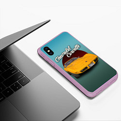 Чехол iPhone XS Max матовый Американский спорткар Chevrolet Corvette Stingray, цвет: 3D-сиреневый — фото 2