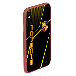 Чехол iPhone XS Max матовый Porsche - Gold line, цвет: 3D-красный — фото 2