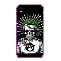 Чехол iPhone XS Max матовый Панк анархист, цвет: 3D-фиолетовый
