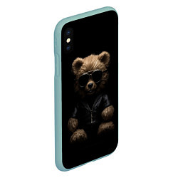 Чехол iPhone XS Max матовый Брутальный плюшевый медведь, цвет: 3D-мятный — фото 2