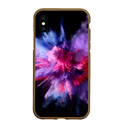 Чехол iPhone XS Max матовый Фиолетовый с белым паттерн, цвет: 3D-коричневый