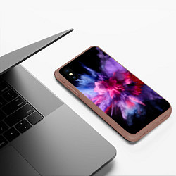 Чехол iPhone XS Max матовый Фиолетовый с белым паттерн, цвет: 3D-коричневый — фото 2