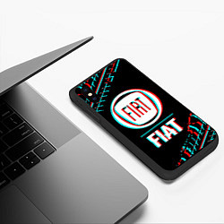 Чехол iPhone XS Max матовый Значок Fiat в стиле glitch на темном фоне, цвет: 3D-черный — фото 2