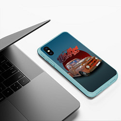 Чехол iPhone XS Max матовый Американская пикап 50-х годов в rat стиле, цвет: 3D-мятный — фото 2