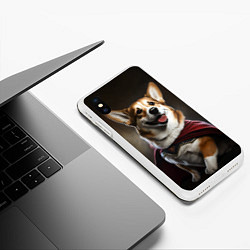 Чехол iPhone XS Max матовый Корги в красном плаще, цвет: 3D-белый — фото 2