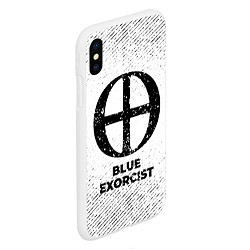 Чехол iPhone XS Max матовый Blue Exorcist с потертостями на светлом фоне, цвет: 3D-белый — фото 2