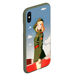 Чехол iPhone XS Max матовый Боевая девчонка, цвет: 3D-темно-зеленый — фото 2