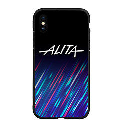 Чехол iPhone XS Max матовый Alita stream, цвет: 3D-черный