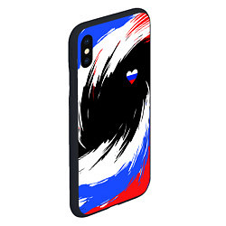 Чехол iPhone XS Max матовый Сердечко Россия - мазки кисти, цвет: 3D-черный — фото 2