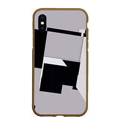 Чехол iPhone XS Max матовый Белые и чёрные кубы в геометрии, цвет: 3D-коричневый