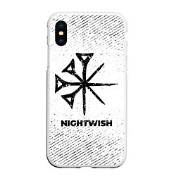 Чехол iPhone XS Max матовый Nightwish с потертостями на светлом фоне, цвет: 3D-белый