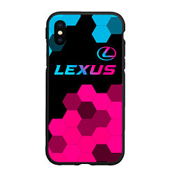 Чехол iPhone XS Max матовый Lexus - neon gradient: символ сверху
